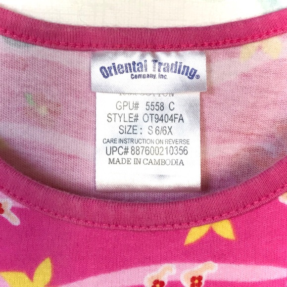 Kids Summer Floral Stripe Pink Red Yellow Hawaiian Hula Dress Oriental Trading - Picture 6 of 10